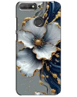 Чехол для Huawei Y6 Prime 2018 с картинкой «Белый цветок и золотой флюид»