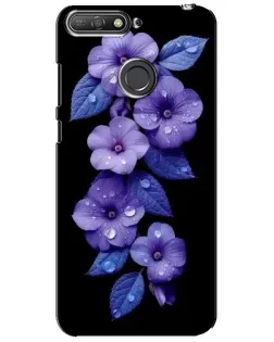 Чехол для Huawei Y6 Prime 2018 с картинкой «Фиолетовые цветы с росою»