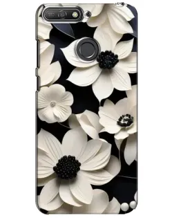 Чехол для Huawei Y6 Prime 2018 с картинкой «Объемные белые цветы»