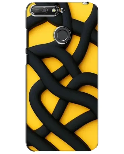 Чехол для Huawei Y6 Prime 2018 с картинкой «Черное желтое переплетение» Чехол для Huawei Y6 Prime 2018 с картинкой «Черное желтое переплетение»