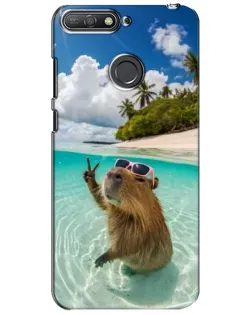 Чехол для Huawei Y6 Prime 2018 с картинкой «Капибара на море»