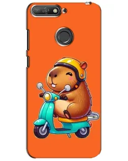 Чехол для Huawei Y6 Prime 2018 с картинкой «Капибара на скутере»