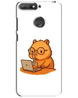 Чехол для Huawei Y6 Prime 2018 с картинкой «Капибара с ноутбуком»