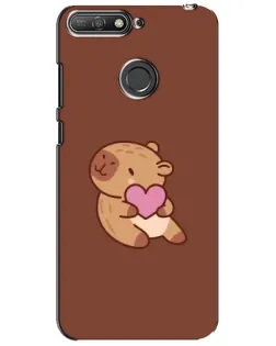 Чехол для Huawei Y6 Prime 2018 с картинкой «Капибара с сердцем»