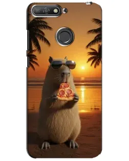 Чехол для Huawei Y6 Prime 2018 с картинкой «Капибара с пиццей»