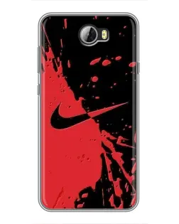 Чехол для Huawei Y5II с картинкой «Красные брызги Nike» Чехол для Huawei Y5II с картинкой «Красные брызги Nike»