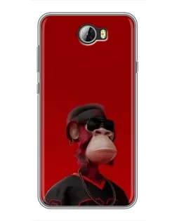 Чехол для Huawei Y5II с картинкой «Bored Ape в красном»