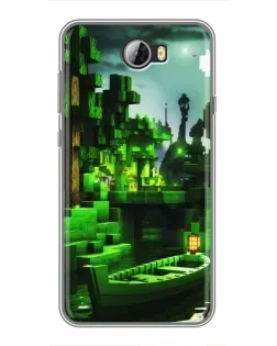 Чехол для Huawei Y5II с картинкой «Minecraft лесной пейзаж»