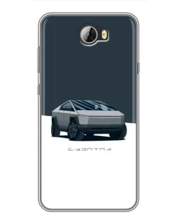 Чехол для Huawei Y5II с картинкой «Серебристый Cybertruck Tesla»