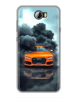 Чехол для Huawei Y5II с картинкой «Audi в облаках дыма»