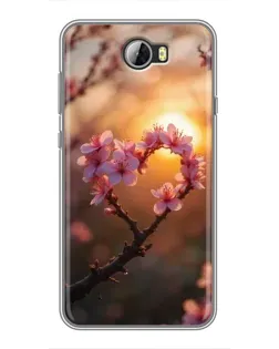 Чохол для Huawei Y5II з картинкою «Рожевий цвіт сердечко на тлі заходу» Чохол для Huawei Y5II з картинкою «Рожевий цвіт сердечко на тлі заходу»
