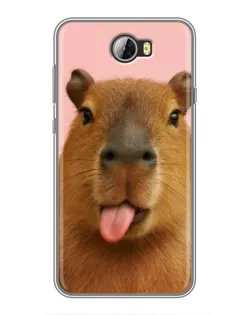 Чехол для Huawei Y5II с картинкой «Капибара с языком»
