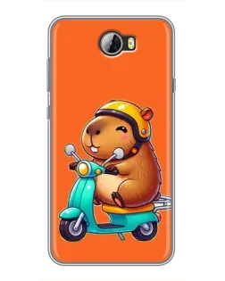 Чехол для Huawei Y5II с картинкой «Капибара на скутере»