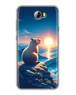 Чехол для Huawei Y5II с картинкой «Закат солнца с капибарой»