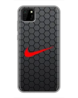 Чехол для Huawei Y5p с картинкой «Nike — карбоновая сетка»