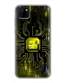 Чехол для Huawei Y5p с картинкой «Nike — золотая искра»