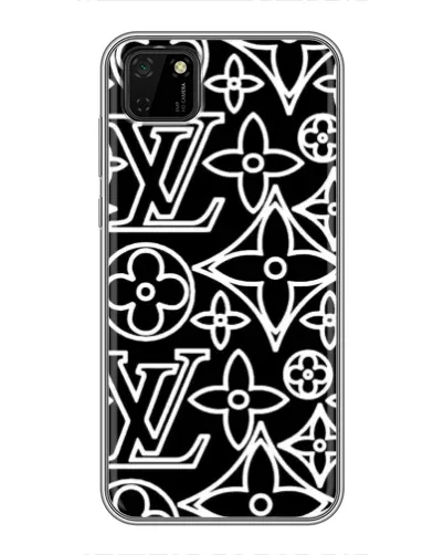 Чехол для Huawei Y5p с картинкой «Черно-белый узор LV»