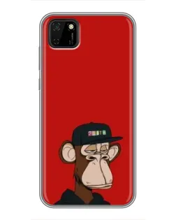 Чехол для Huawei Y5p с картинкой «Bored Ape — красный фон»