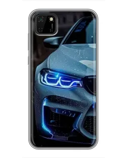 Чехол для Huawei Y5p с картинкой «Взгляд BMW с синими фарами»