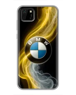 Чехол для Huawei Y5p с картинкой «Золотистый дым BMW»