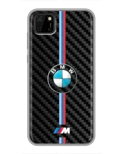 Чехол для Huawei Y5p с картинкой «Эмблема BMW и карбон»
