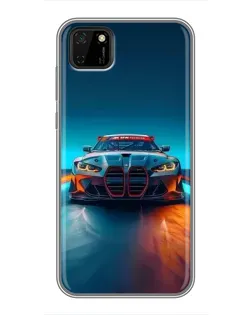 Чехол для Huawei Y5p с картинкой «BMW — огни неона»