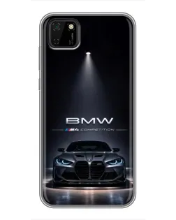 Чехол для Huawei Y5p с картинкой «BMW сквозь ночной город»