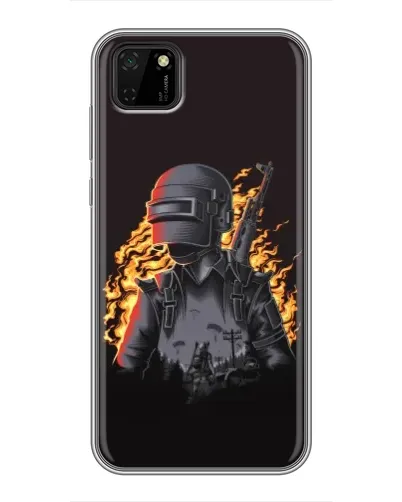 Чехол для Huawei Y5p с картинкой «PUBG — огненный силуэт»