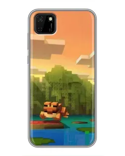 Чохол для Huawei Y5p з картинкою «Майнкрафт захід сонця»
