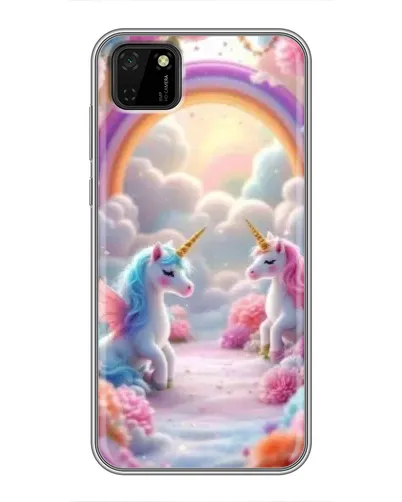 Чехол для Huawei Y5p с картинкой «Радуга и единороги»