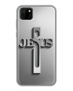 Чехол для Huawei Y5p с картинкой «Металлический крест Jesus»