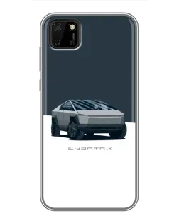 Чехол для Huawei Y5p с картинкой «Серебристый Cybertruck Tesla»