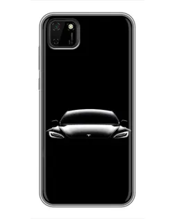 Чехол для Huawei Y5p с картинкой «Фары Tesla Night»