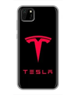 Чехол для Huawei Y5p с картинкой «Tesla Red Logo»