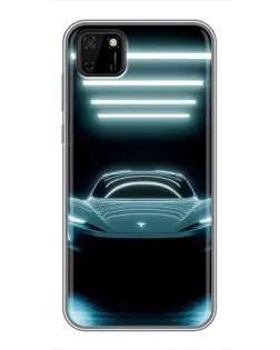 Чехол для Huawei Y5p с картинкой «Tesla в неоне»
