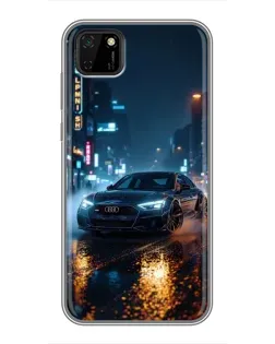 Чехол для Huawei Y5p с картинкой «Ночной город и Audi»