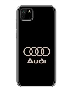 Чехол для Huawei Y5p с картинкой «Audi — золотой логотип»