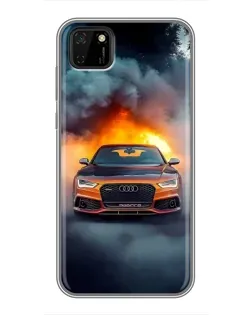 Чехол для Huawei Y5p с картинкой «Audi в огненном дыму»