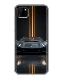 Чехол для Huawei Y5p с картинкой «Lamborghini золотые линии»