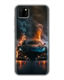 Чехол для Huawei Y5p с картинкой «Lamborghini дымная эстетика»