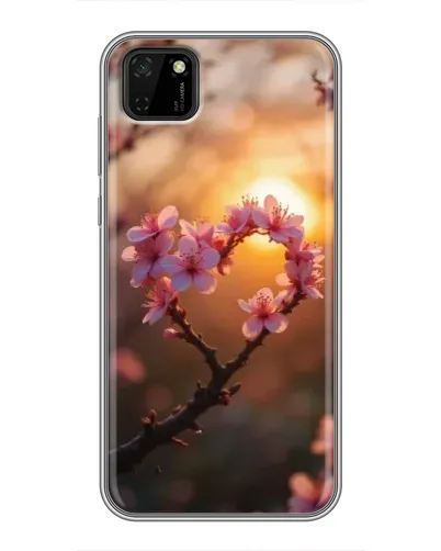 Чехол для Huawei Y5p с картинкой «Розовый цвет сердце на фоне заката» Чехол для Huawei Y5p с картинкой «Розовый цвет сердце на фоне заката»
