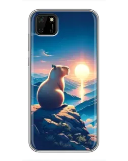 Чехол для Huawei Y5p с картинкой «Закат солнца с капибарой»