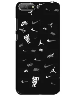 Чехол для Huawei Y6 2018 с картинкой «Nike Black Pattern»