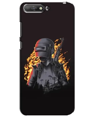 Чехол для Huawei Y6 2018 с картинкой «PUBG — огненный силуэт»