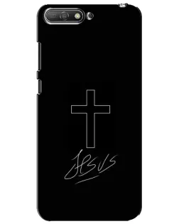 Чехол для Huawei Y6 2018 с картинкой «Графический крест Jesus» Чехол для Huawei Y6 2018 с картинкой «Графический крест Jesus»