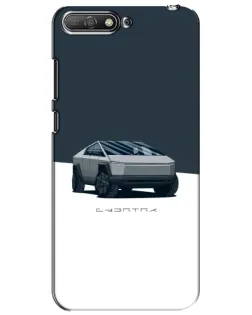 Чехол для Huawei Y6 2018 с картинкой «Серебристый Cybertruck Tesla»