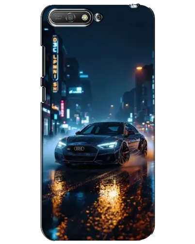 Чехол для Huawei Y6 2018 с картинкой «Ночной город и Audi»