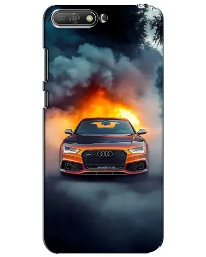 Чехол для Huawei Y6 2018 с картинкой «Audi в огненном дыму»