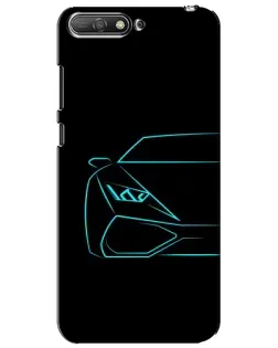 Чехол для Huawei Y6 2018 с картинкой «Голубой силуэт Lamborghini» Чехол для Huawei Y6 2018 с картинкой «Голубой силуэт Lamborghini»