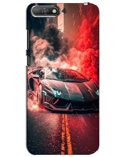 Чехол для Huawei Y6 2018 с картинкой «Lamborghini красный дым»